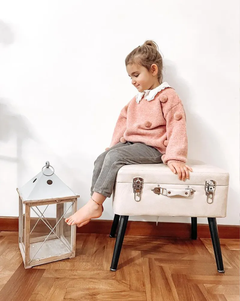 Faux Leather Storage Stool Beige MALLARD
