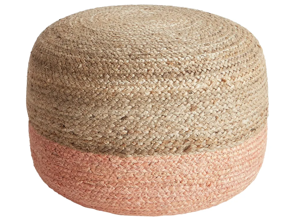 Jute Pouffe 50 x 40 cm Peach Rosa DUKI