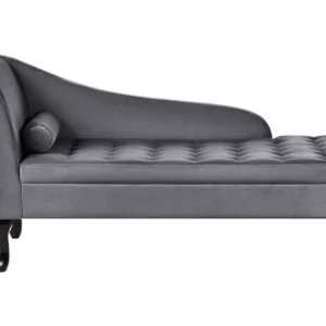 Left Hand Tecido macio Chaise Lounge Storage Dark Grey PESSAC para Gamers