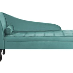 Mesa de Air Hockey Left Hand Pelúcia Chaise Lounge Storage Teal PESSAC
