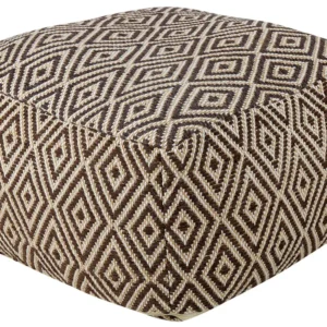 Mesa de Poker Pufe em lã creme e castanha 60 x 60 cm MANISA