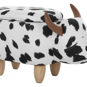 Mesa de Poker Tamborete com motivo de vaca e arrumação em tecido malhado branco e preto COW
