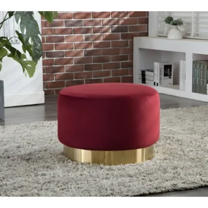 Mesa de Sinuca Pufe estilo Charme de veludo bordeaux com base dourada CLORIA