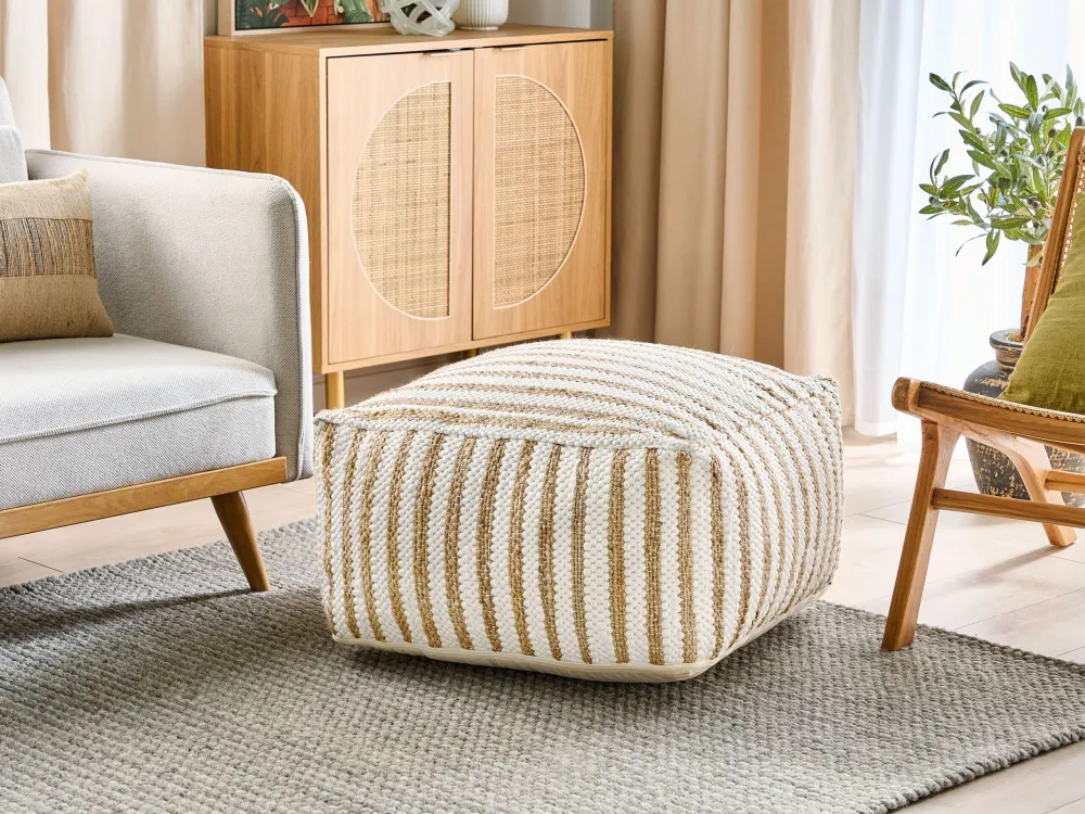 Pouffe Beige and White ALMATTI