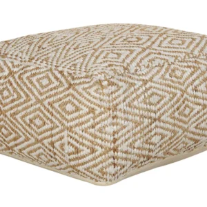Pouffe Beige and White MASKI