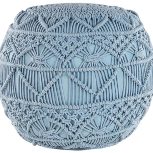 Profissional Premium Pufe em algodão macramé azul 40 x 40 cm KAYSERI