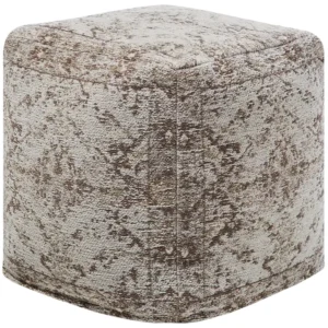 Pufe cinzento e creme 45 x 45 cm MEERUT para Noites de Jogos