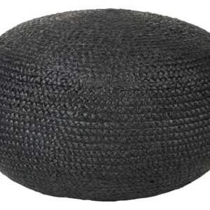 Pufe em juta preta 45 x 30 cm DUKKI Estofamento em Couro Sintético