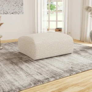 Pufe em tecido bouclé branco estilo design POGNI de Maison Céphy com Fios Organizados