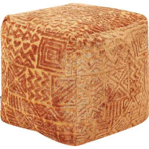 Pufe em viscose castanha dourada 50 x 50 cm SANAWAN em Preto e Vermelho