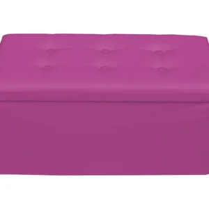 Rebecca Mobili Banco de armazenamento Violeta em couro 38x76x38 em Preto e Vermelho