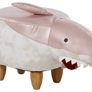 Resistente para Ambientes de Lazer Fabric Animal Stool Pink and Branco SHARK