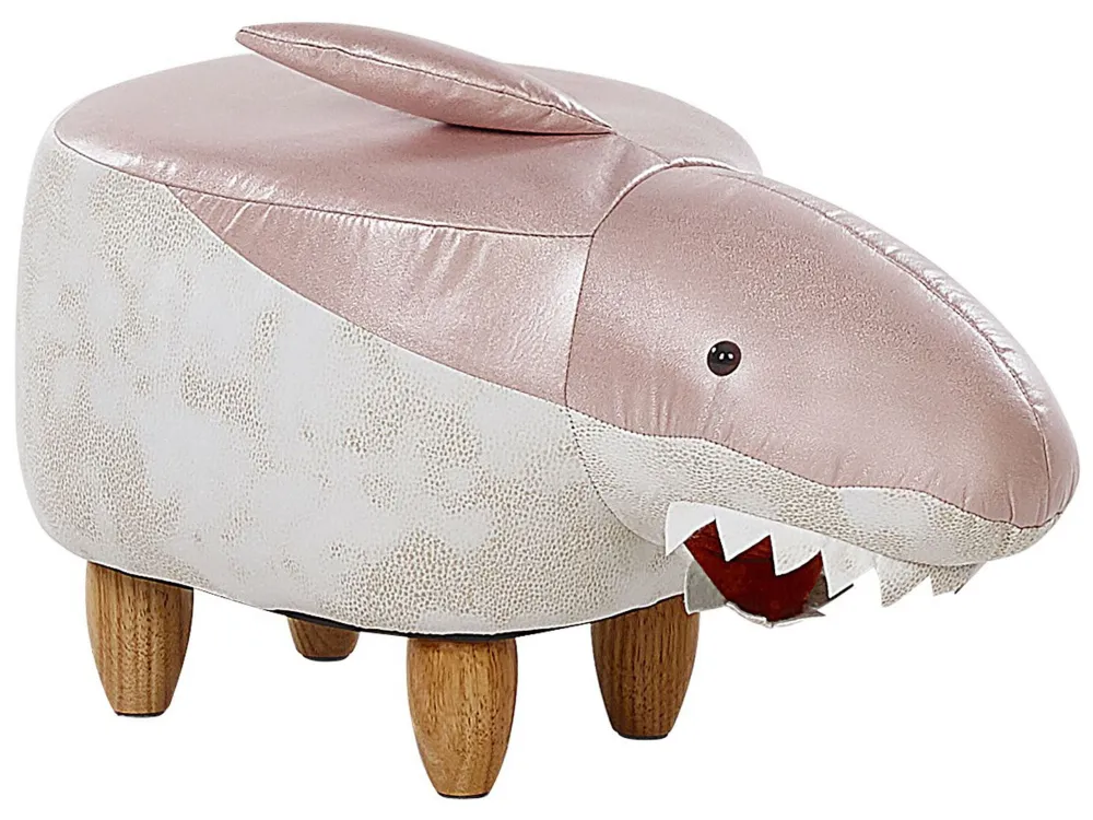Resistente para Ambientes de Lazer Fabric Animal Stool Pink and Branco SHARK