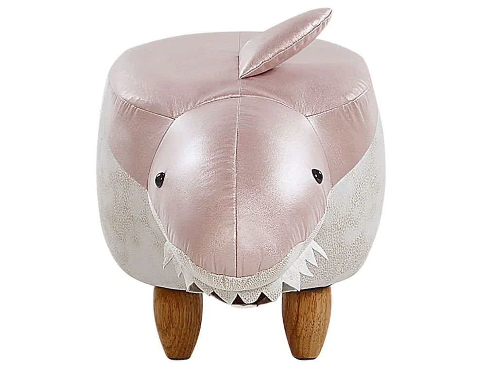 Resistente para Ambientes de Lazer Fabric Animal Stool Pink and Branco SHARK