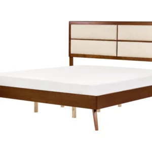 EU Super King Size Bed Dark Wood and Bege claro POISSY