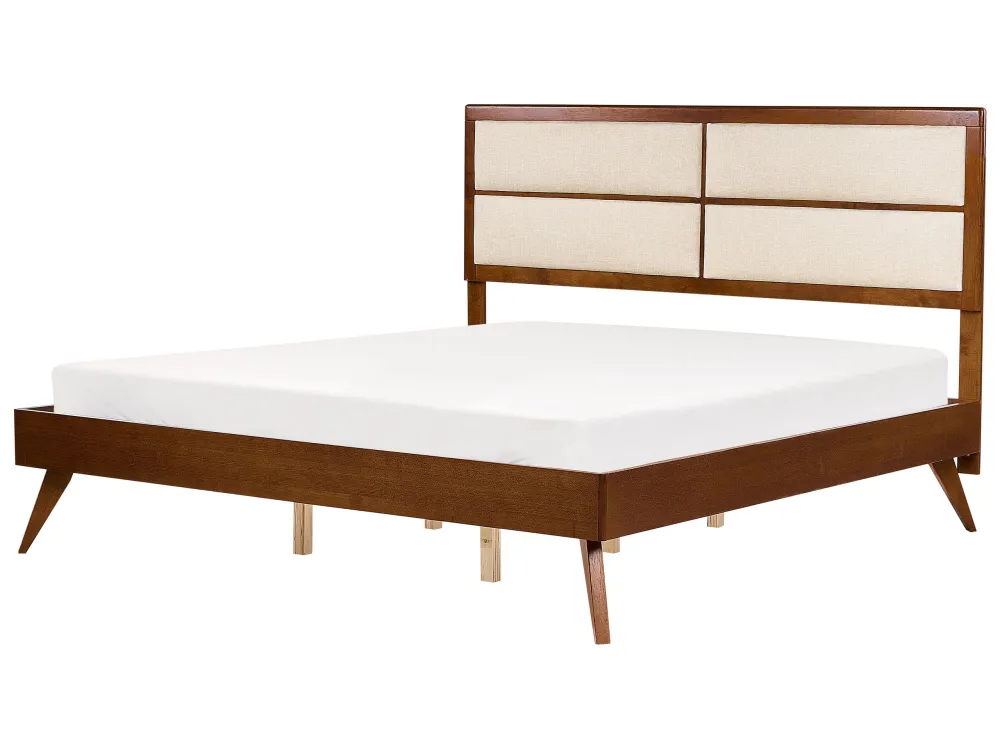 EU Super King Size Bed Dark Wood and Bege claro POISSY