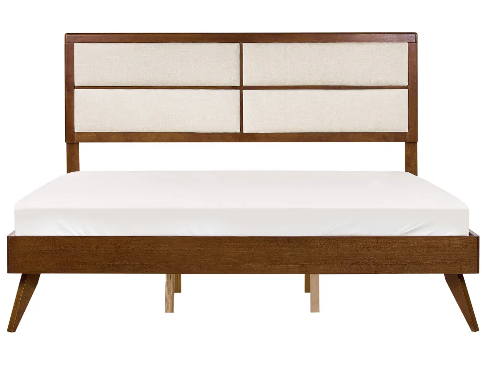 EU Super King Size Bed Dark Wood and Bege claro POISSY