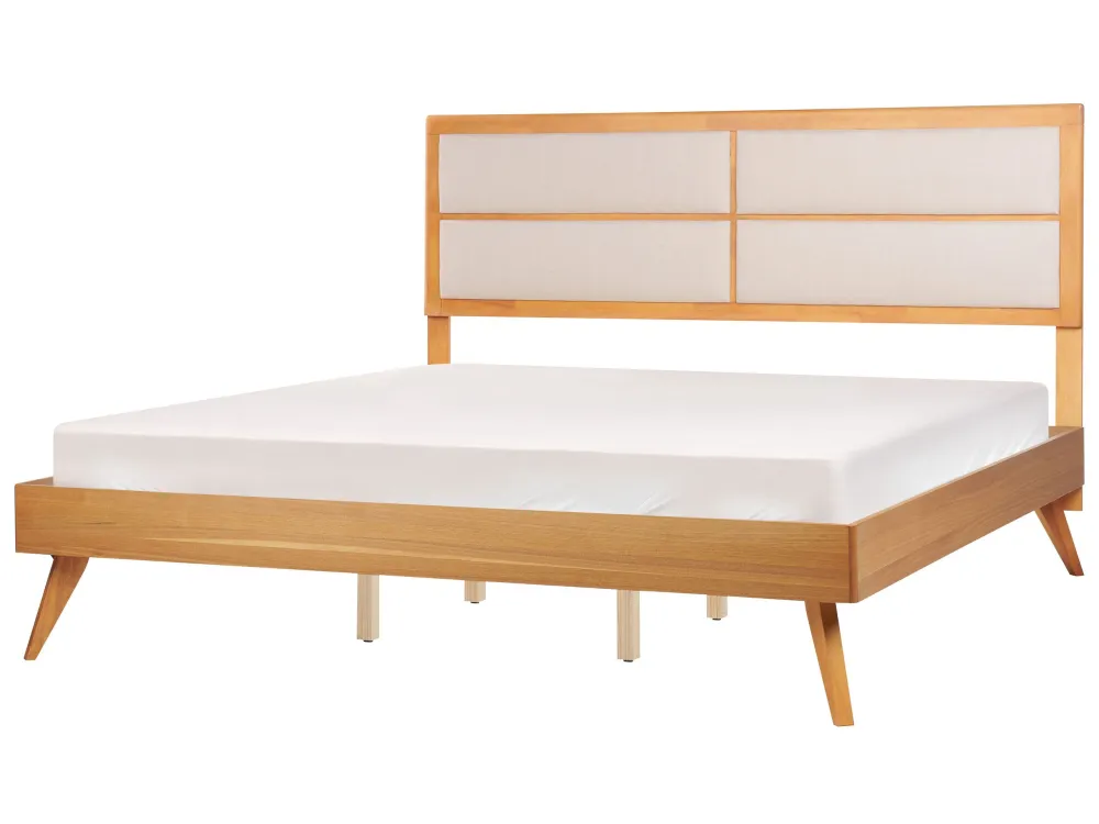 EU Super King Size Bed Light Wood POISSY com Regulagem de Altura