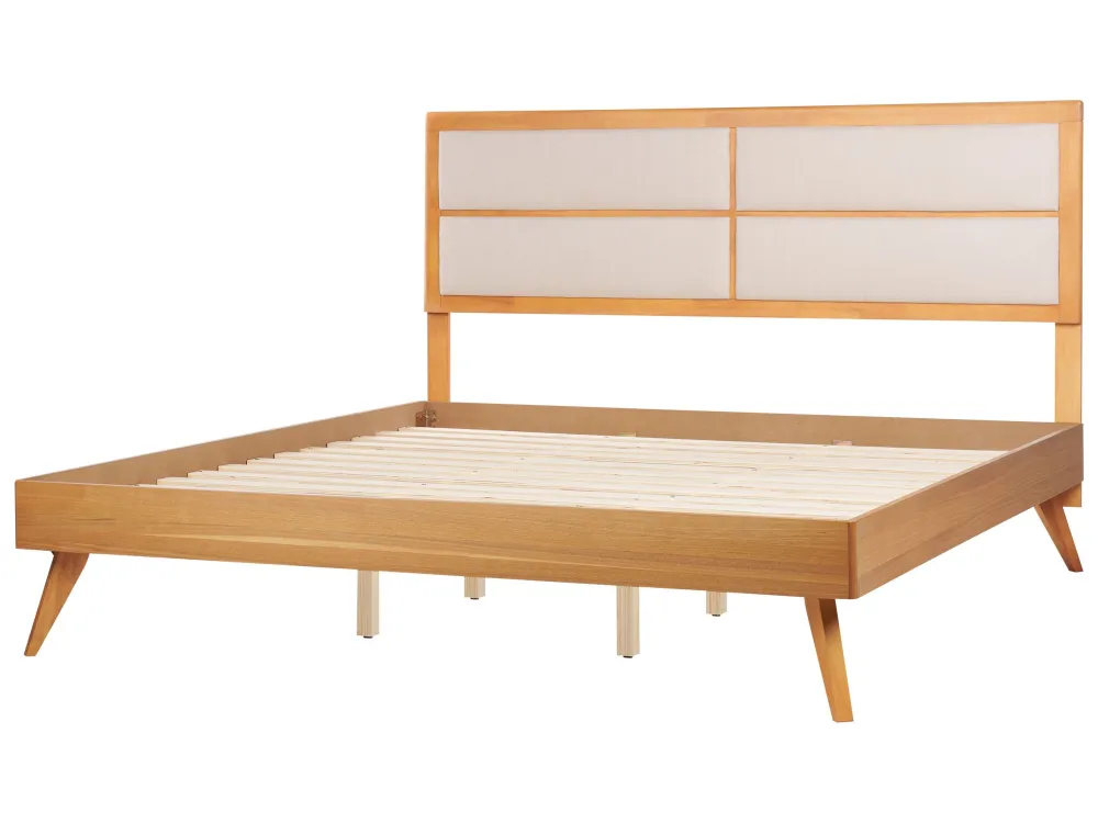 EU Super King Size Bed Light Wood POISSY com Regulagem de Altura