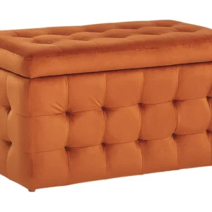 Tamborete com arrumação em veludo laranja 72 x 42 cm MICHIGAN - Design Modular e Ajustável