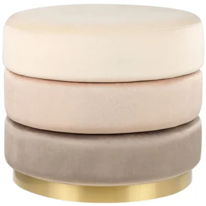 Tamborete em veludo creme ⌀ 48 cm LOUIN Dimensões Profissionais