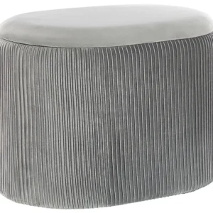 Velvet Storage Pouffe Light Grey RICHLAND