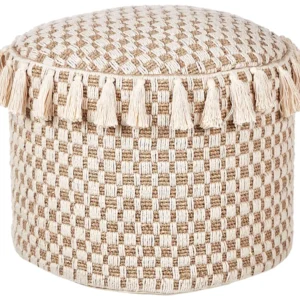 Wicker Pouffe ⌀ 50 cm Bege claro PIRAK