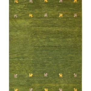 Wool Gabbeh Area Rug 140 x 200 cm Green YULAFI