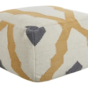 Wool Pouffe Beige and Yellow ZEUGMA
