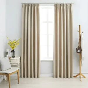 Cortinas blackout com ganchos 2 pcs 140x225 cm bege PT785183 em ço Cromado