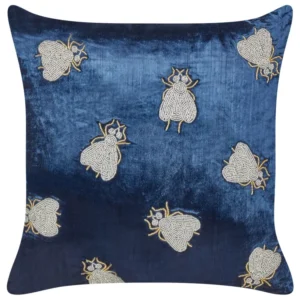 Embroidered Pelúcia Cushion Flies Motif 45 x 45 cm Navy Blue PENTAS