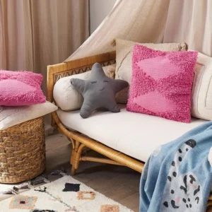 Almofada decorativa em algodão rosa 45 x 45 cm RHOEO