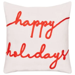 Almofada decorativa com convencional natalício em veludo vermelho e branco 45 x 45 cm EXACUM