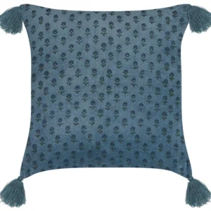 Almofada decorativa em veludo azul apagado 45 x 45 cm RIBES