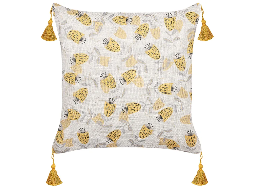 Conjunto de 2 almofadas com básico floral creme e amarelo 45 x 45 cm ABUTILON