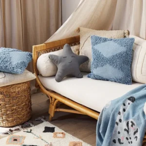 Conjunto de 2 almofadas decorativas em algodão azul 45 x 45 cm RHOEO