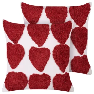 Conjunto de 2 almofadas decorativas em algodão branco e vermelho 45 x 45 cm MINGORA