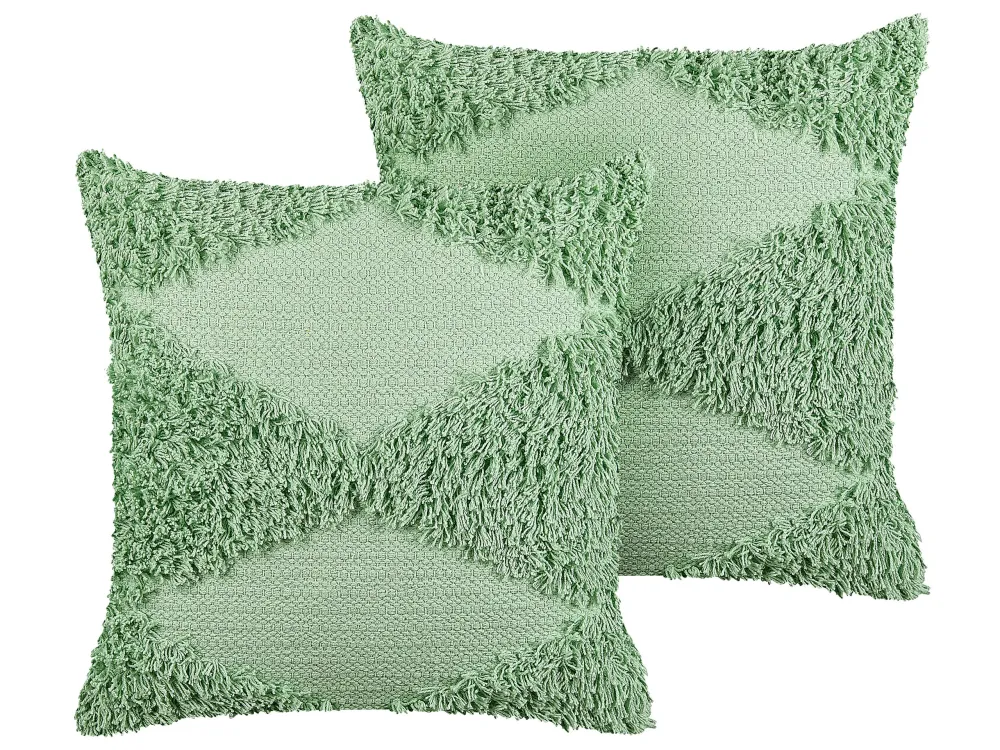 Conjunto de 2 almofadas decorativas em algodão verde visível 45 x 45 cm RHOEO