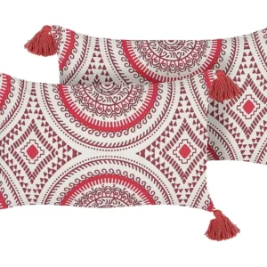 Conjunto de 2 almofadas decorativas em algodão vermelho e branco 30 x 50 cm ANTHEMIS