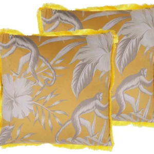 Conjunto de 2 almofadas decorativas amarelas com motivo animal 45 x 45 cm MANJU
