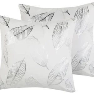 Conjunto de 2 almofadas decorativas branco 45 x 45 cm FREESIA