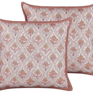 Conjunto de 2 almofadas decorativas com comum de flores em algodão vermelho e branco 45 x 45 cm PICEA