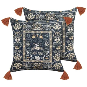 Conjunto de 2 almofadas decorativas comum floral em veludo multicolor 45 x 45 cm PANAX