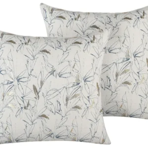 Conjunto de 2 almofadas decorativas creme com flores 45 x 45 cm ARBOR