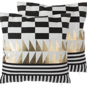 Conjunto de 2 almofadas decorativas pretas e brancas 45 x 45 cm DALIA