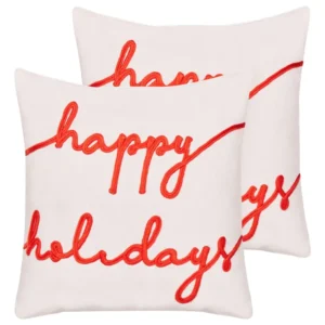 Conjunto de 2 almofadas decorativas em veludo vermelho e branco 45 x 45 cm EXACUM