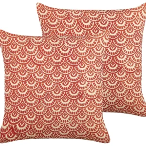 Conjunto de 2 almofadas decorativas vermelhas e brancas 45 x 45 cm RHUS