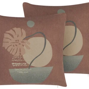 Conjunto de 2 almofadas decorativas vermelho visível 45 x 45 cm AGERATUM