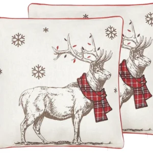 Conjunto de 2 almofadas em tecido branco e vermelho 45 x 45 cm SVEN