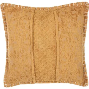 Embossed Cushion 45 x 45 cm Yellow KAVALAM